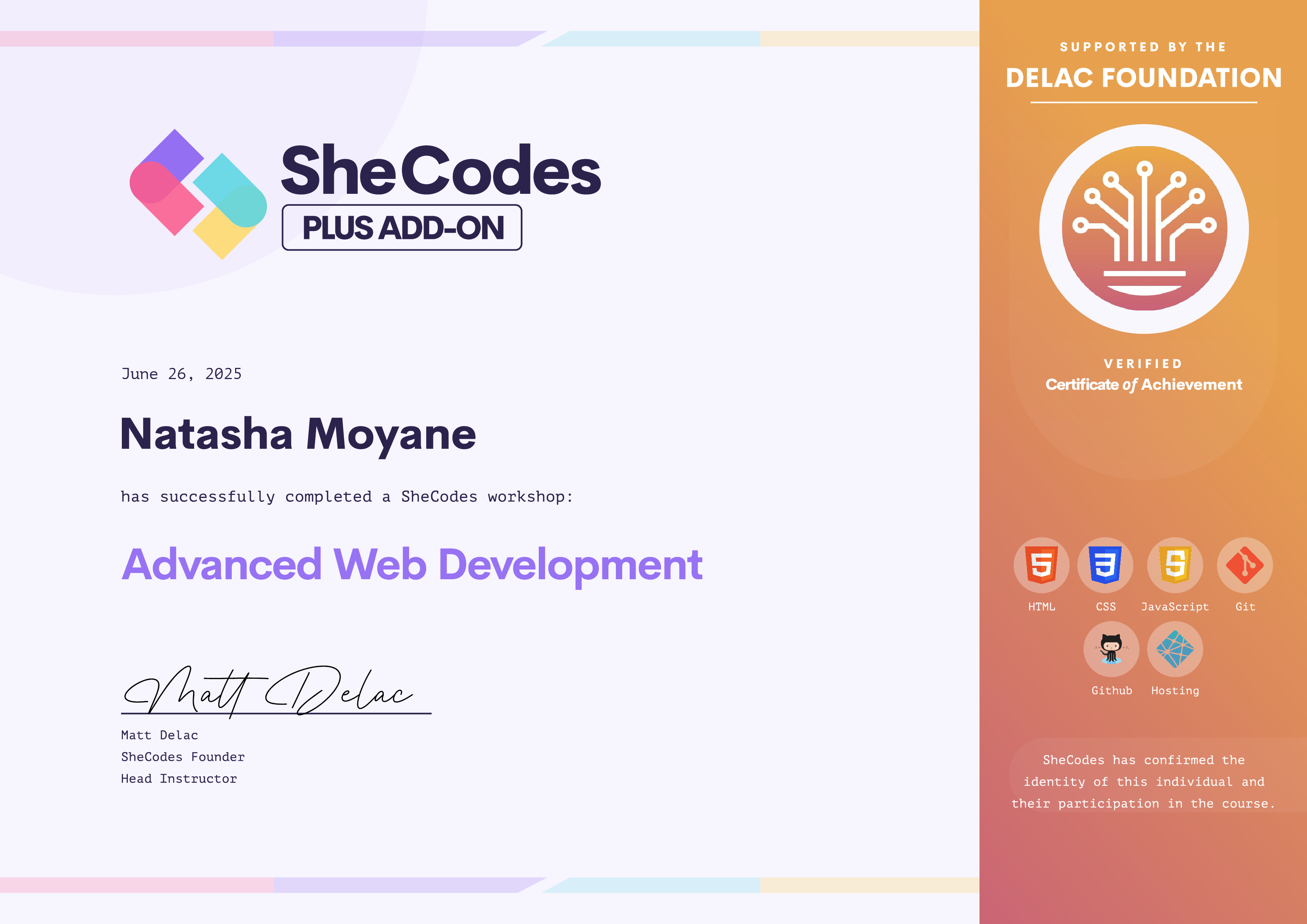advanced web development certificate